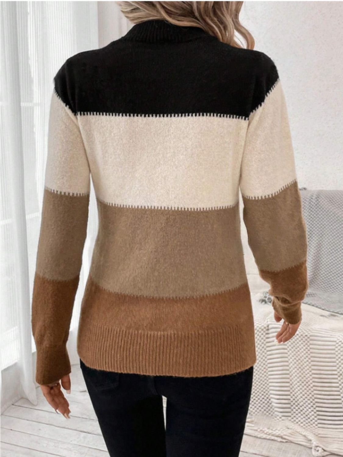 Color Block Long Sleeve Sweater