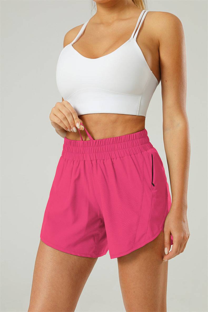 Nude Feel Series Faux Two-Piece Yoga Pants with Anti-Exposure Design XS Plum Red