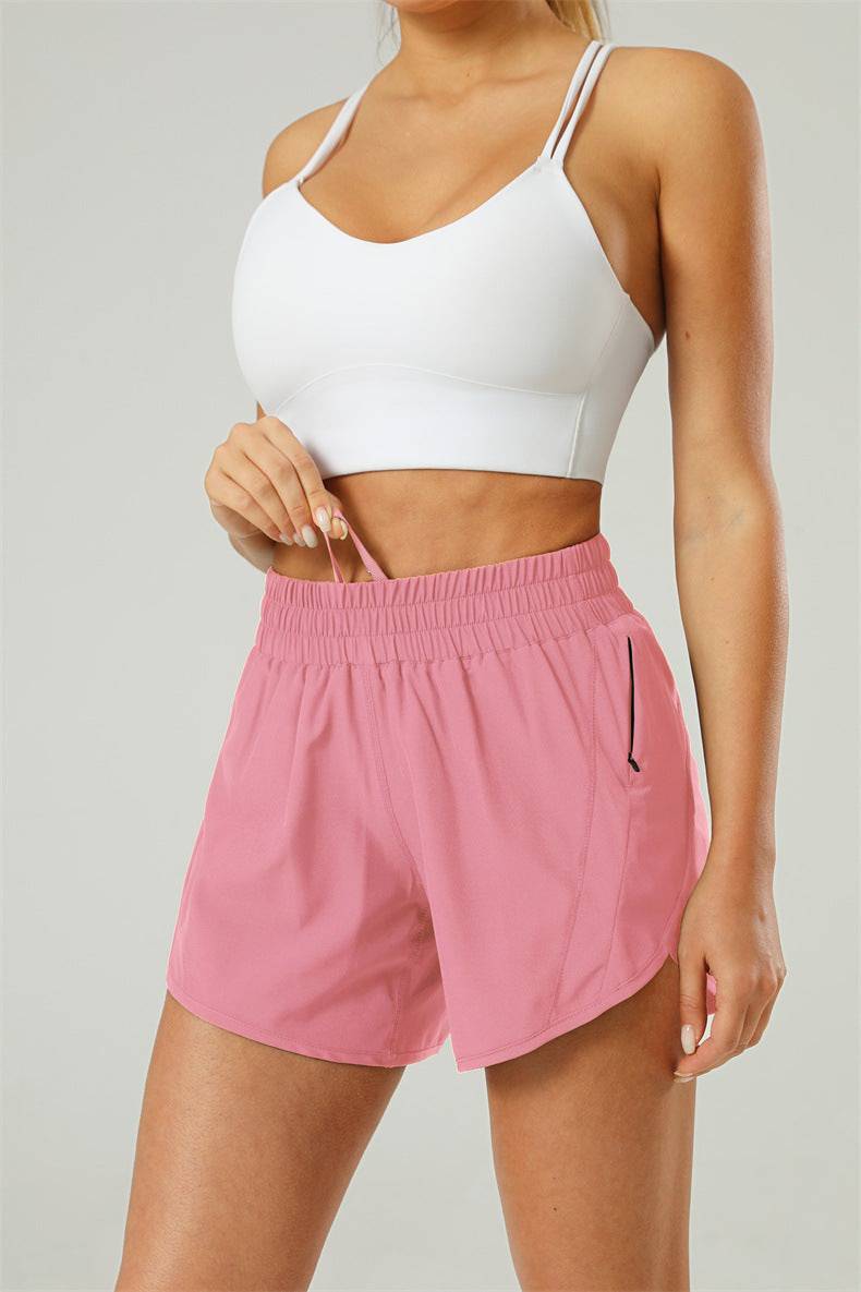 Nude Feel Series Faux Two-Piece Yoga Pants with Anti-Exposure Design XS Pink Puff