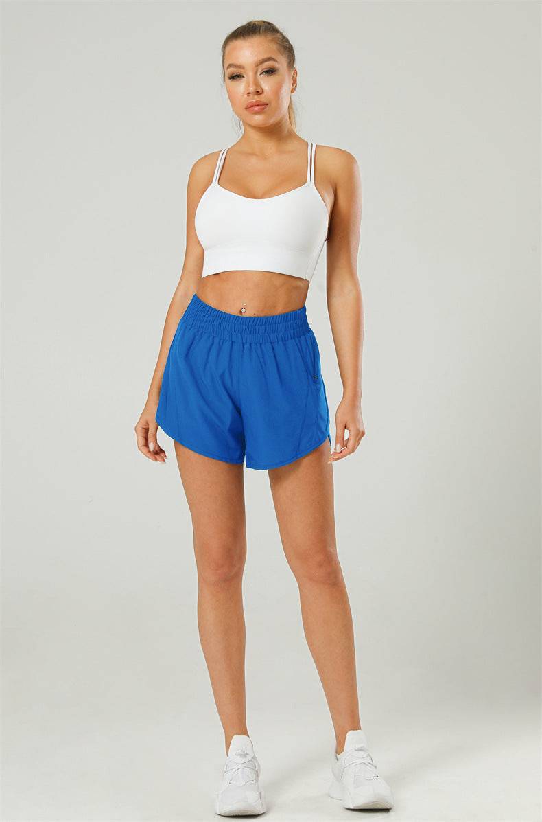 Nude Feel Series Faux Two-Piece Yoga Pants with Anti-Exposure Design XS Crystal blue