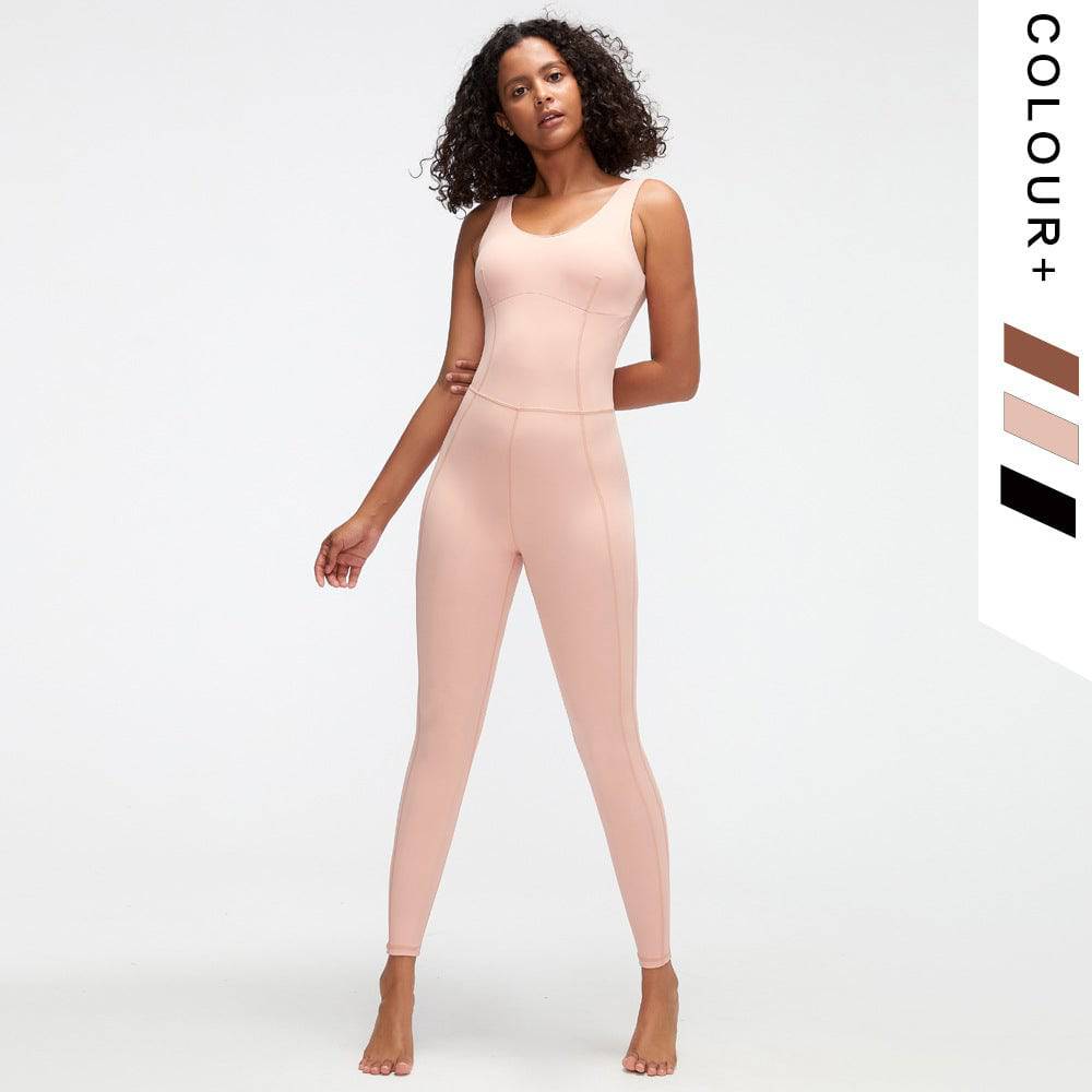Yoga Clothes Jumpsuit with Crisscross Back S Pink