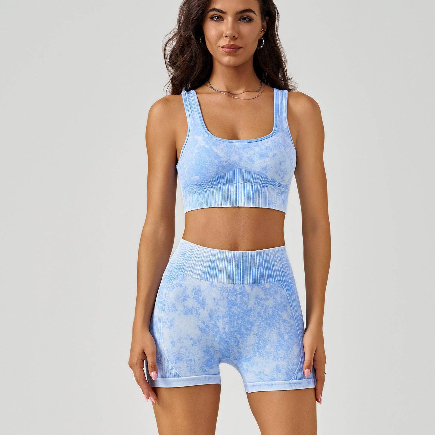 Elevate Your Workout Experience with High-Quality Frosted Yoga Clothes Set for Women S Blue
