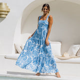 Blue Bohemian Vacation Beach Dress