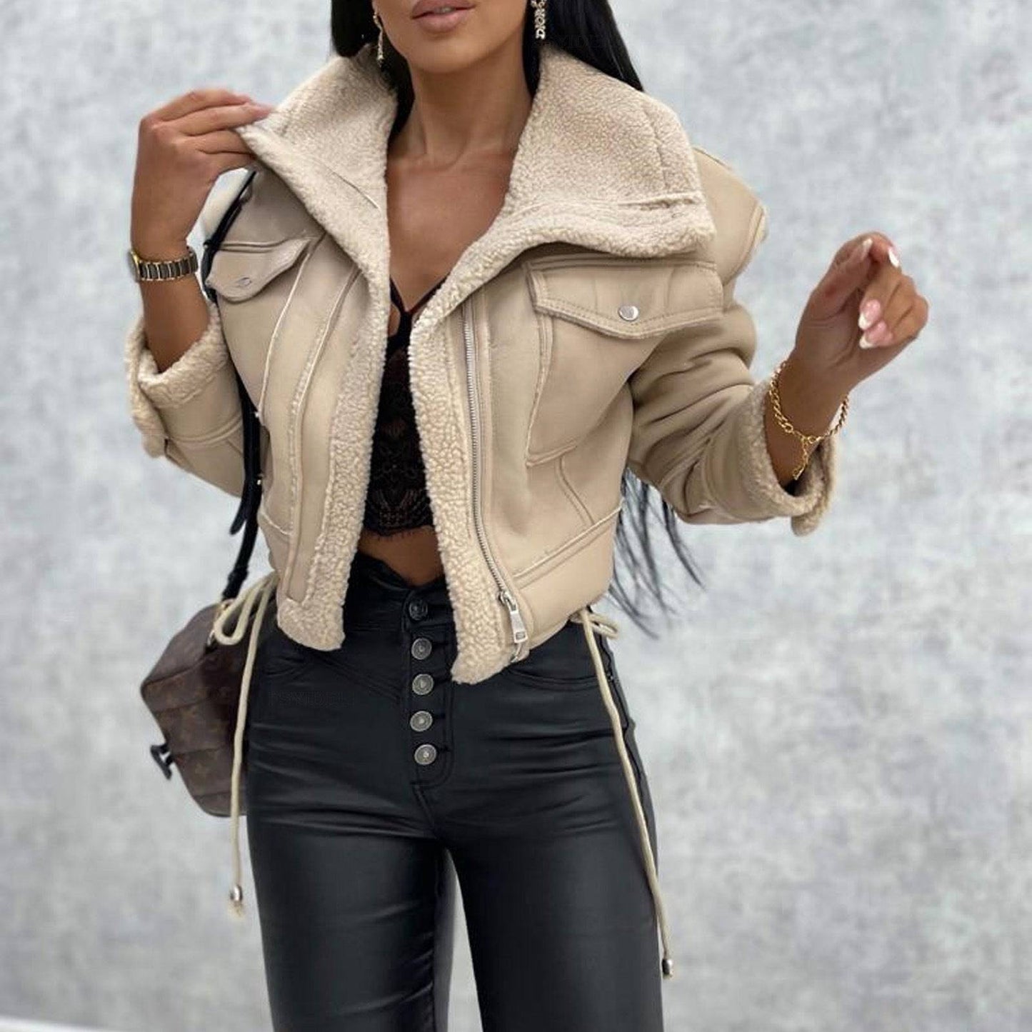 Shearling & Faux Shearling Jacket for Women S Ivory