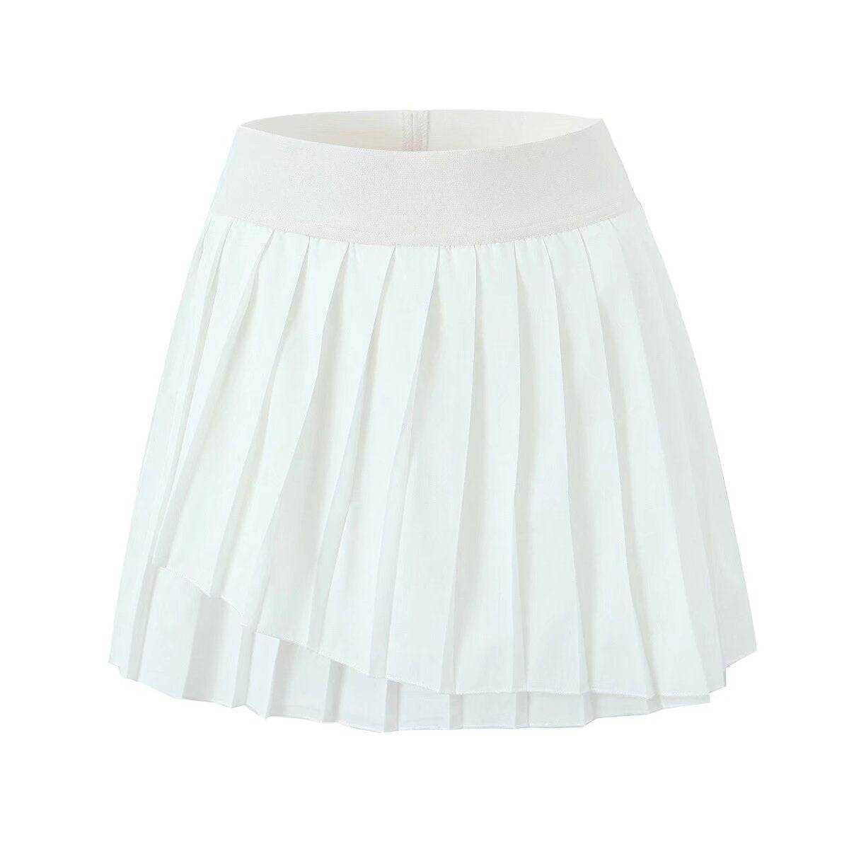 Spring Sexy High Waist A Line Irregular Asymmetric Skirt S White