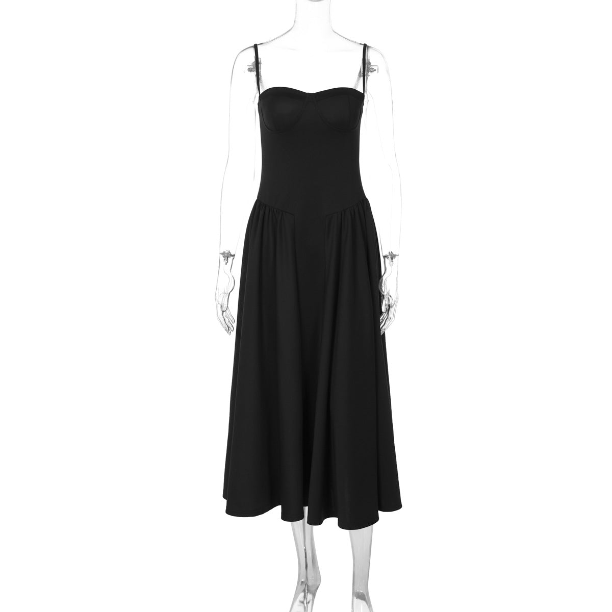Black Autumn Winter Slim Backless Sling Dress