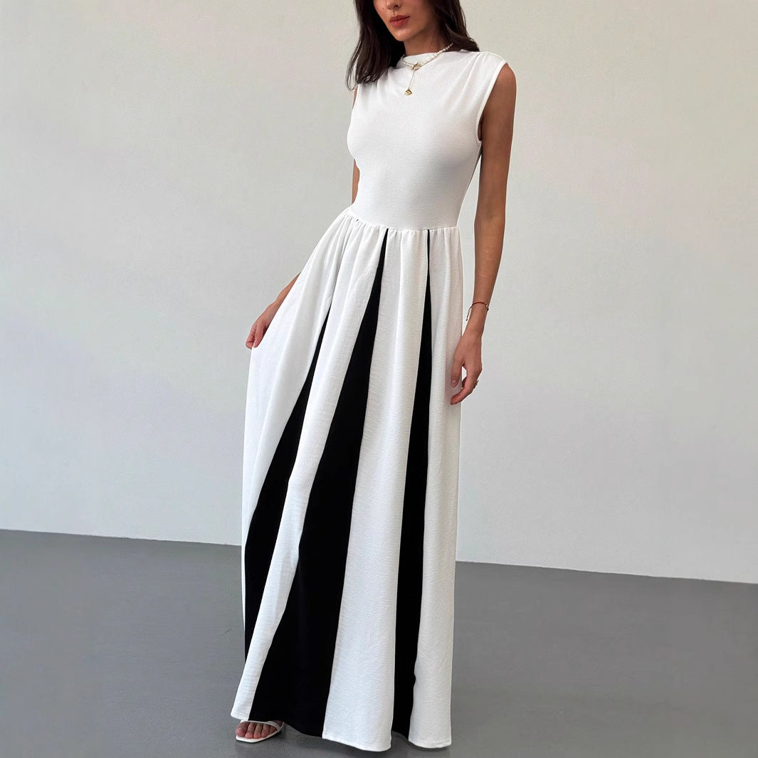 Round Neck Sleeveless Patchwork Dress