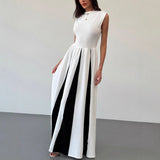 Round Neck Sleeveless Patchwork Dress
