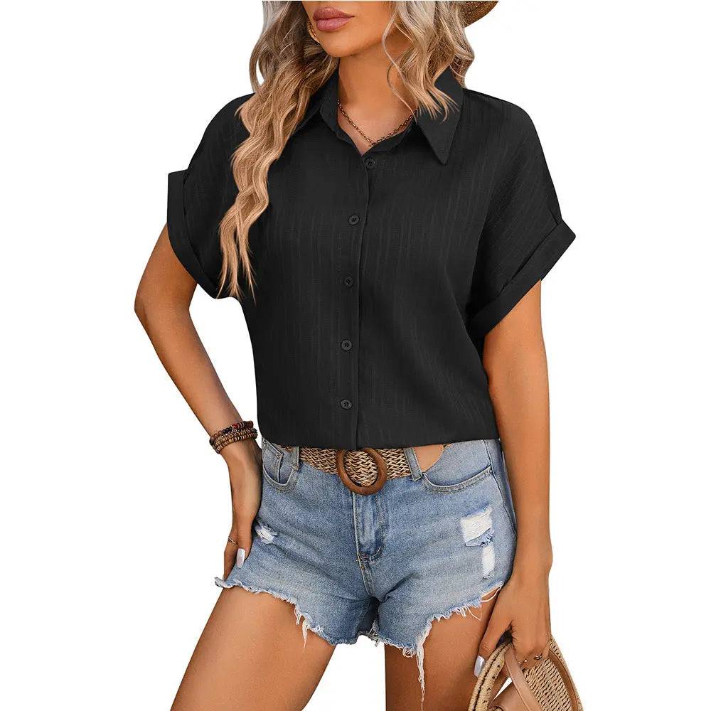 Women's Casual Polyester Shirt with Regular Fit S Black