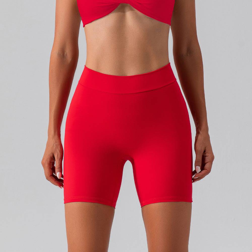 Sleek Hip-Lifting Yoga Pants with Moisture-Wicking Fabric S/4 Red