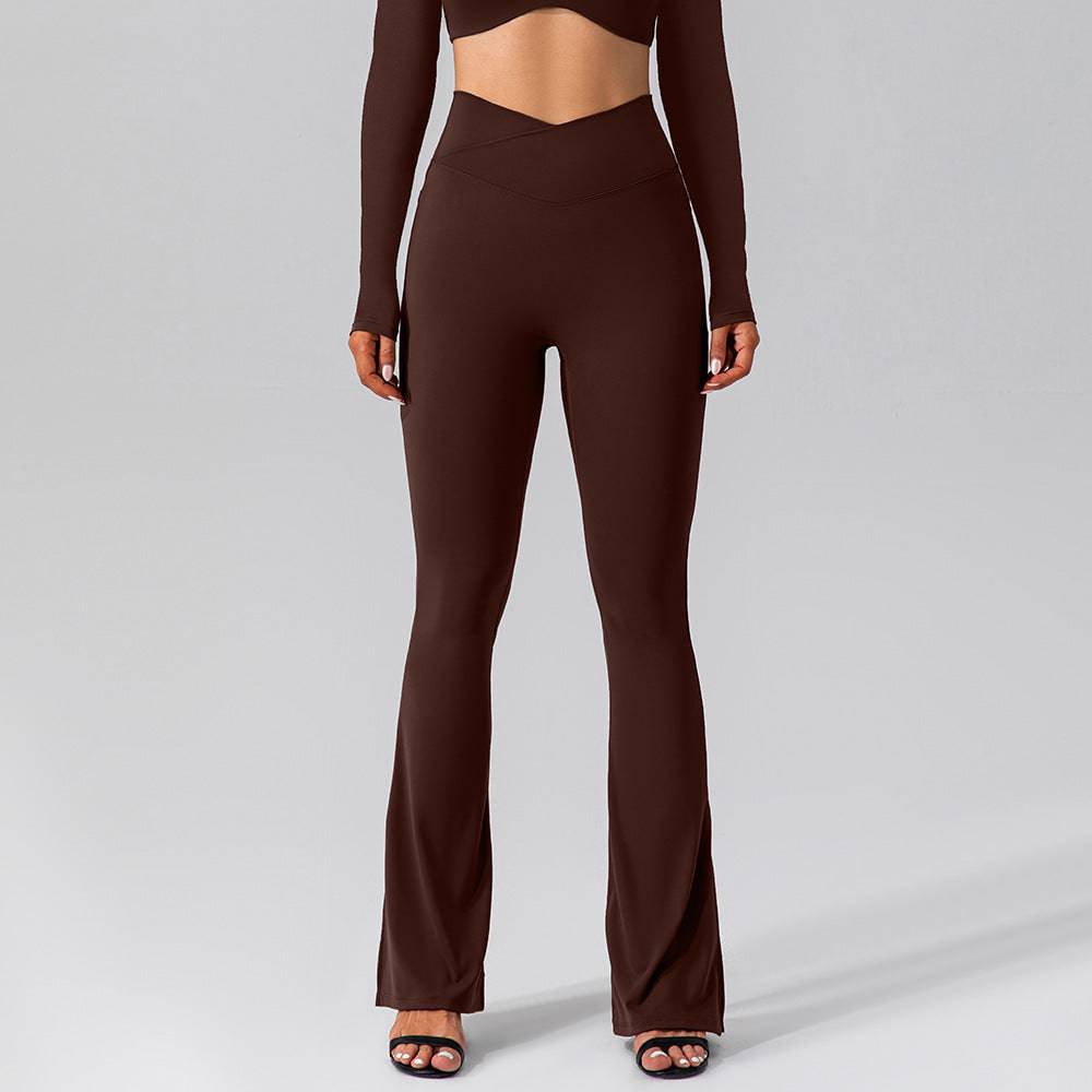 Peach Hip Lifting High-Waisted Bell Bottom Yoga Pants S Dark Brown