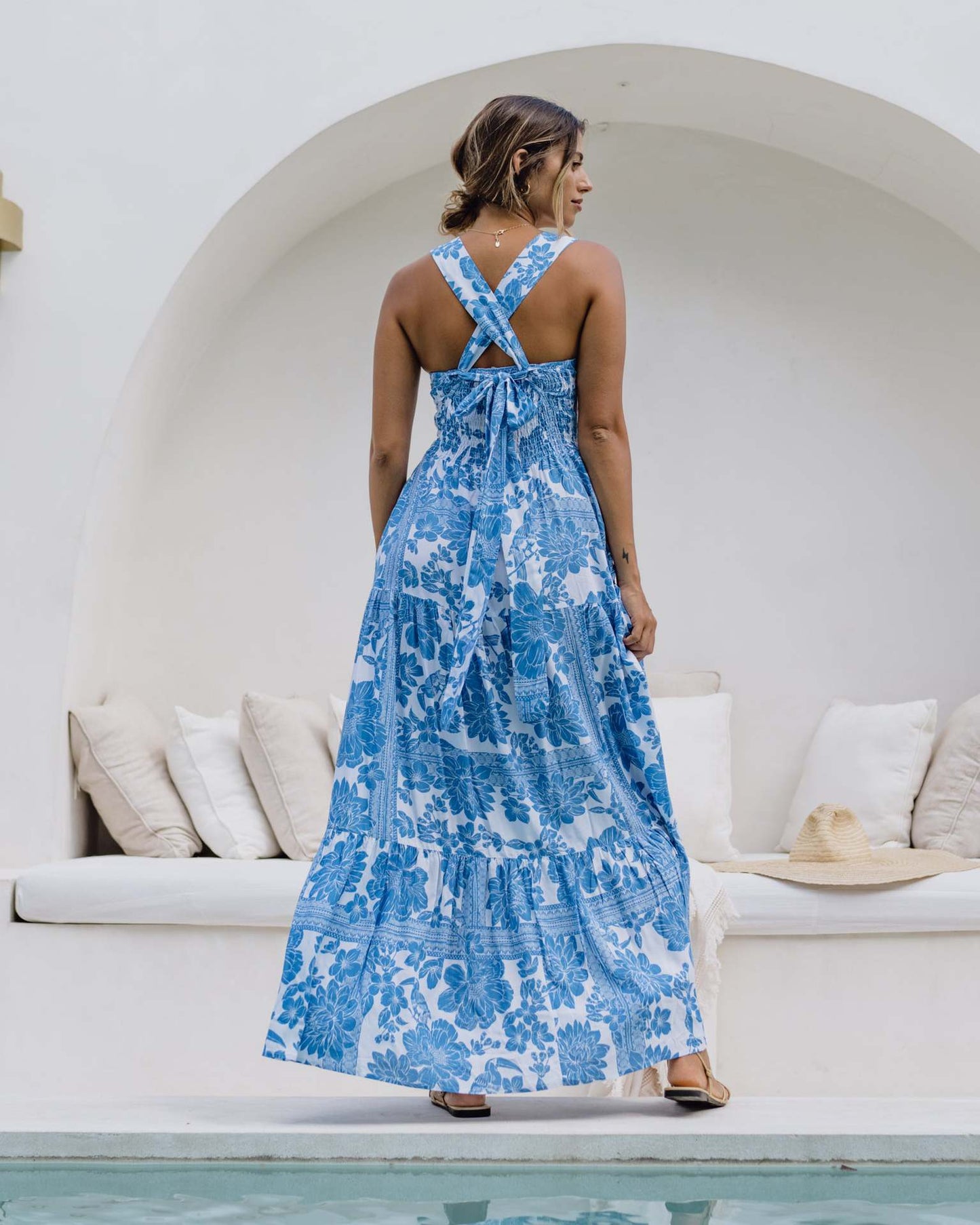 Blue Bohemian Vacation Beach Dress