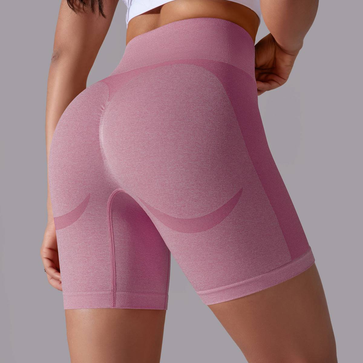 Seamless High Waist Jacquard Fitness Shorts for Women S Light Bean Paste Red
