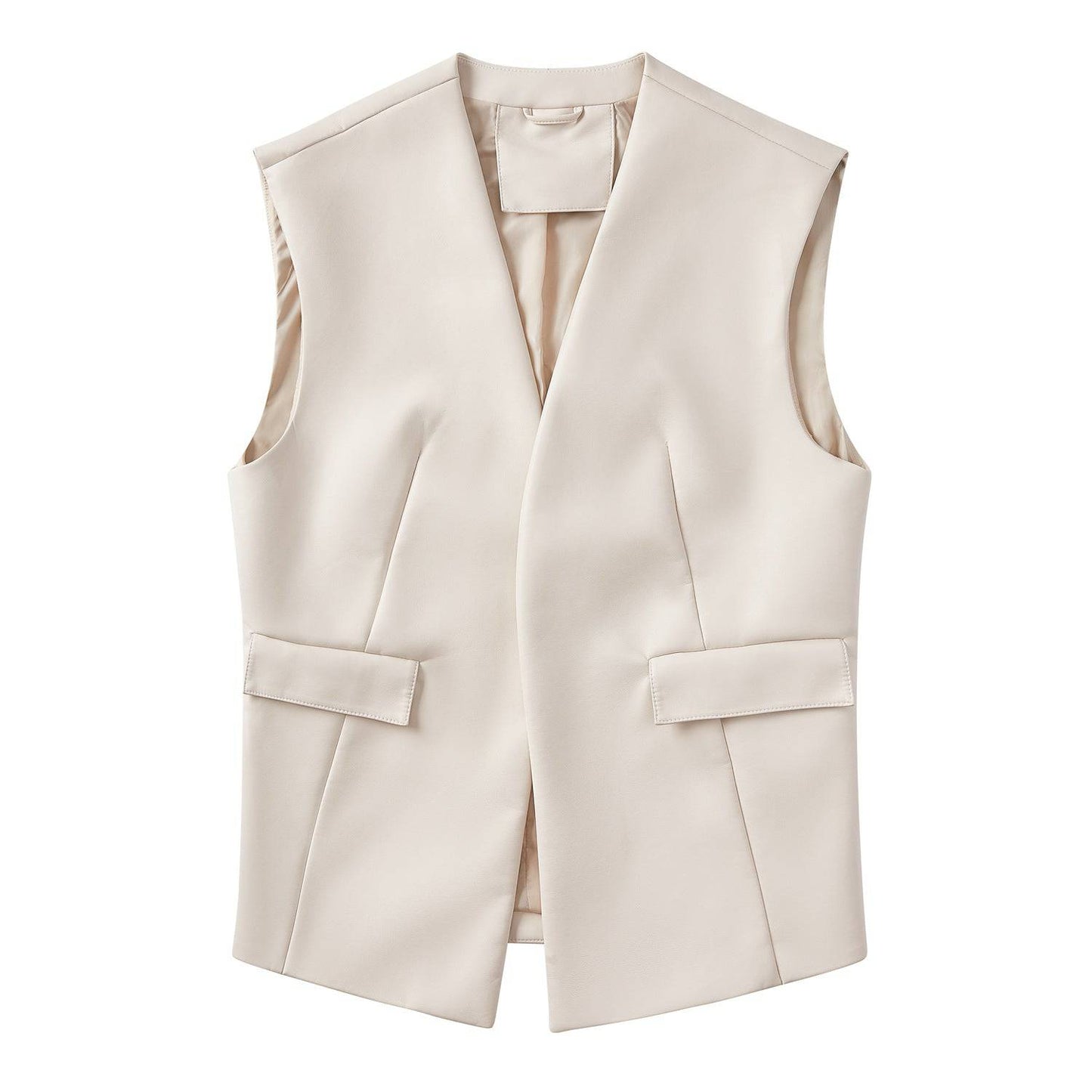 Sleek Plus Size Sleeveless Faux Leather Vest S White