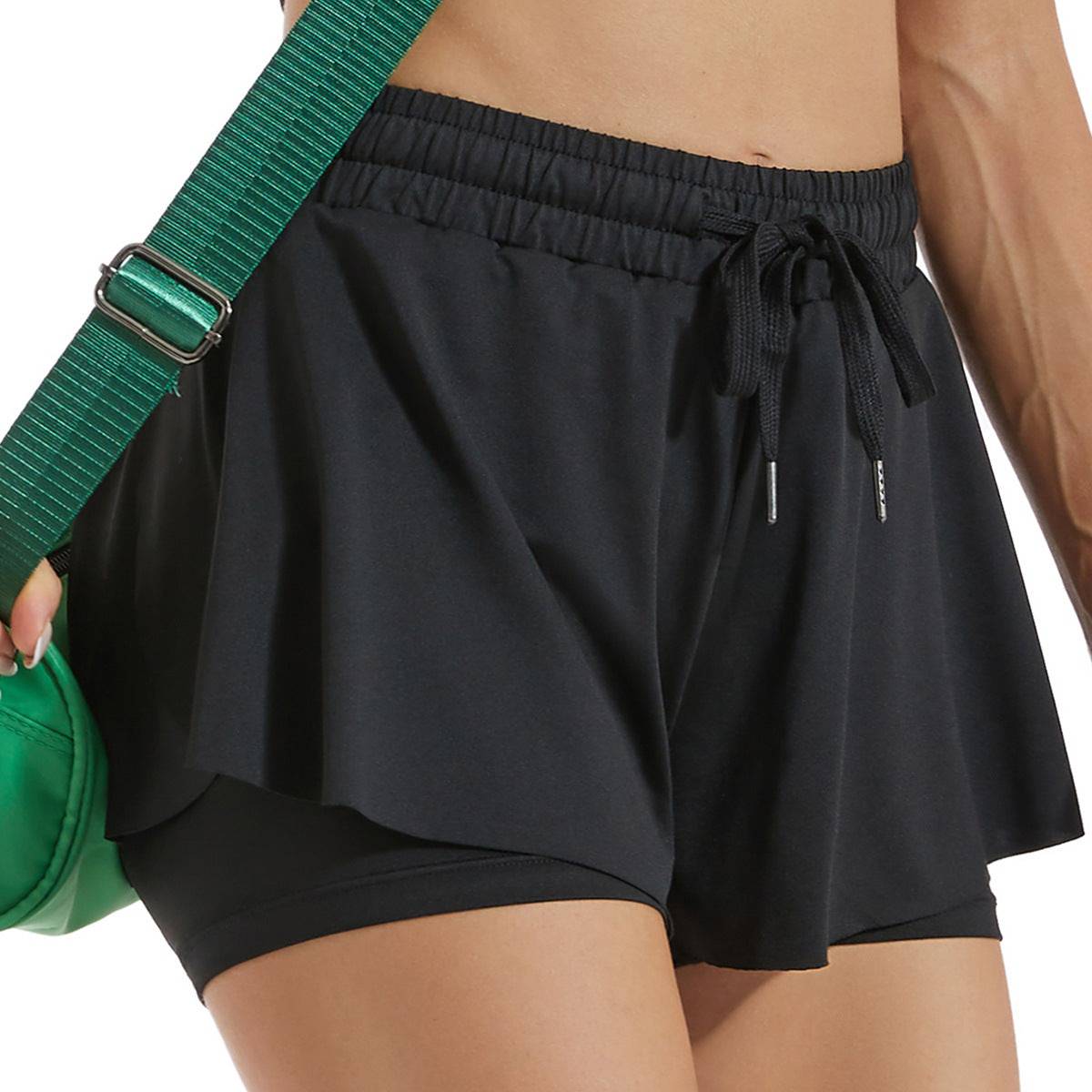 Women's High-Rise Quick-Dry Yoga Shorts for Active Fitness Workouts S Black