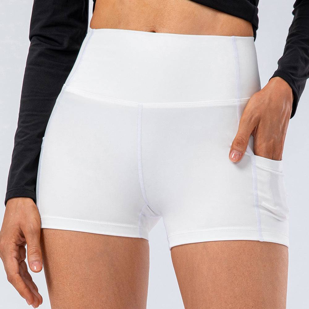 High Waist Nude Feel Yoga Shorts for Women 2 White