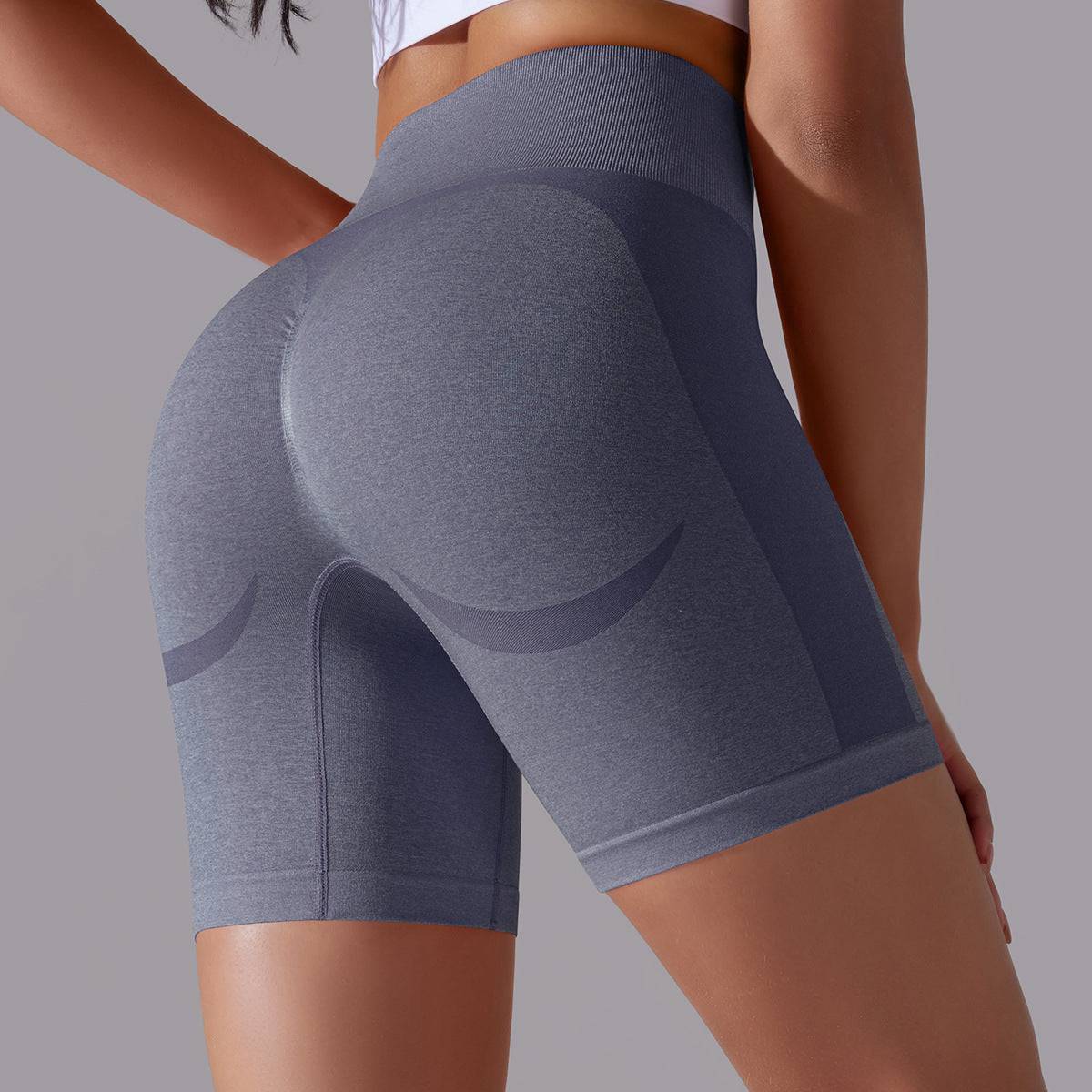 Seamless High Waist Jacquard Fitness Shorts for Women S Navy Blue