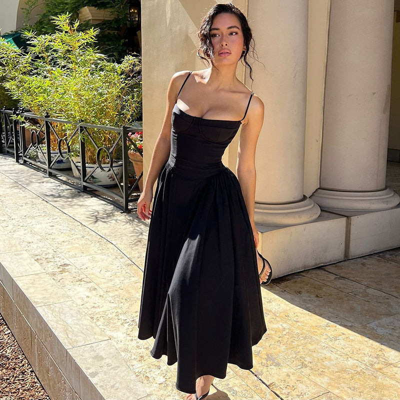 Autumn Winter Slim Backless Sling Dress