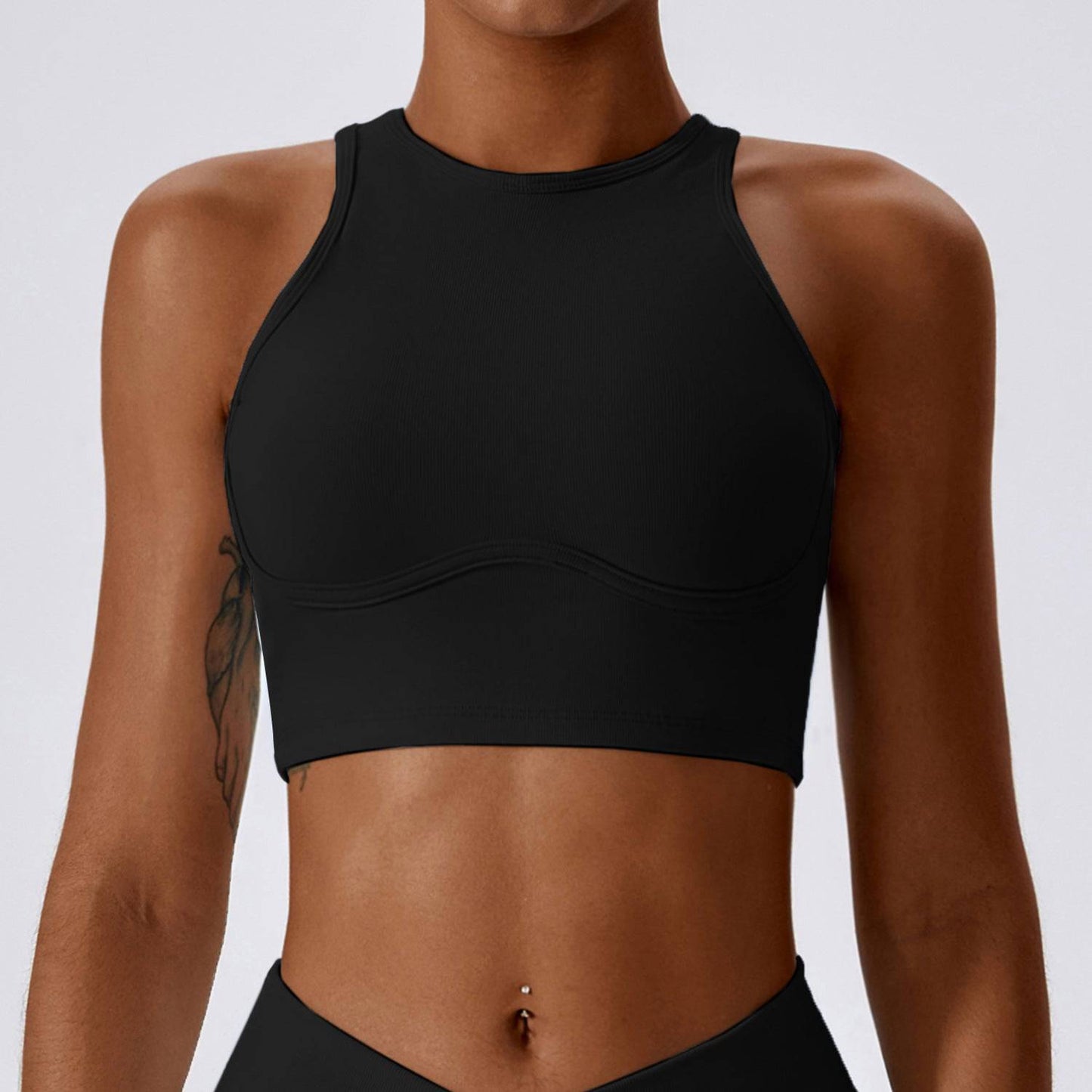 Shockproof High-Strength Sports Vest with Thread Hollow Out and Cutout Back S Advanced Black
