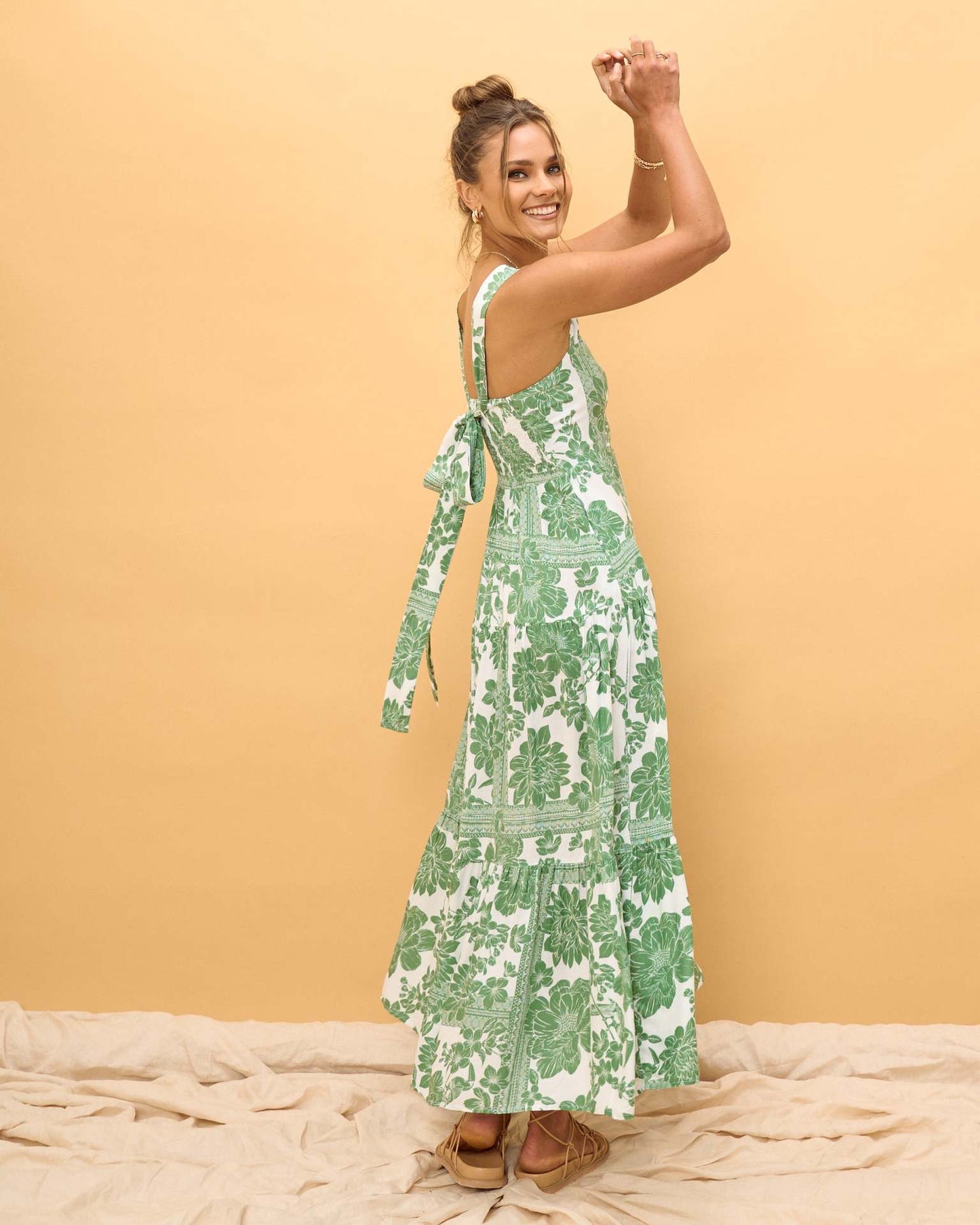 Green Bohemian Vacation Beach Dress