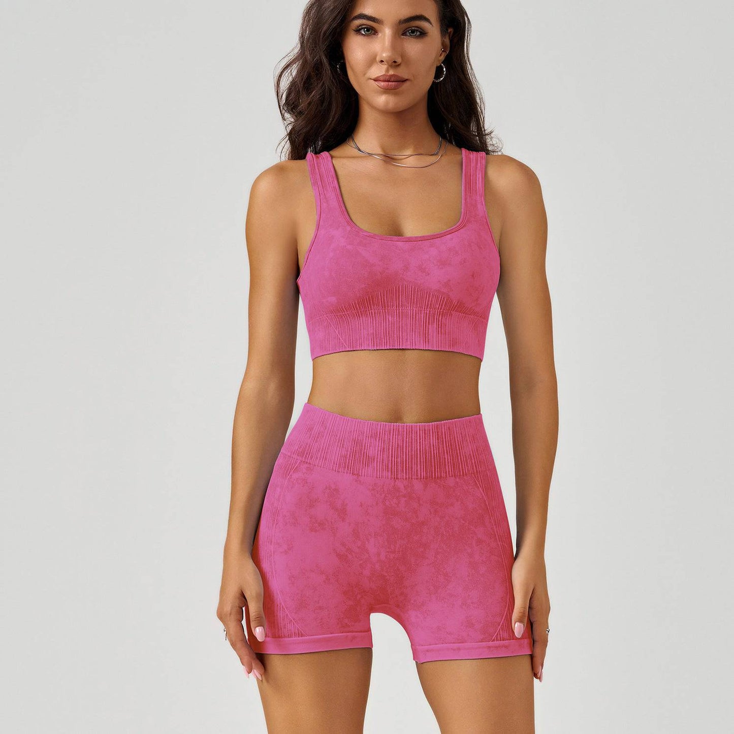 Elevate Your Workout Experience with High-Quality Frosted Yoga Clothes Set for Women S Rose Red