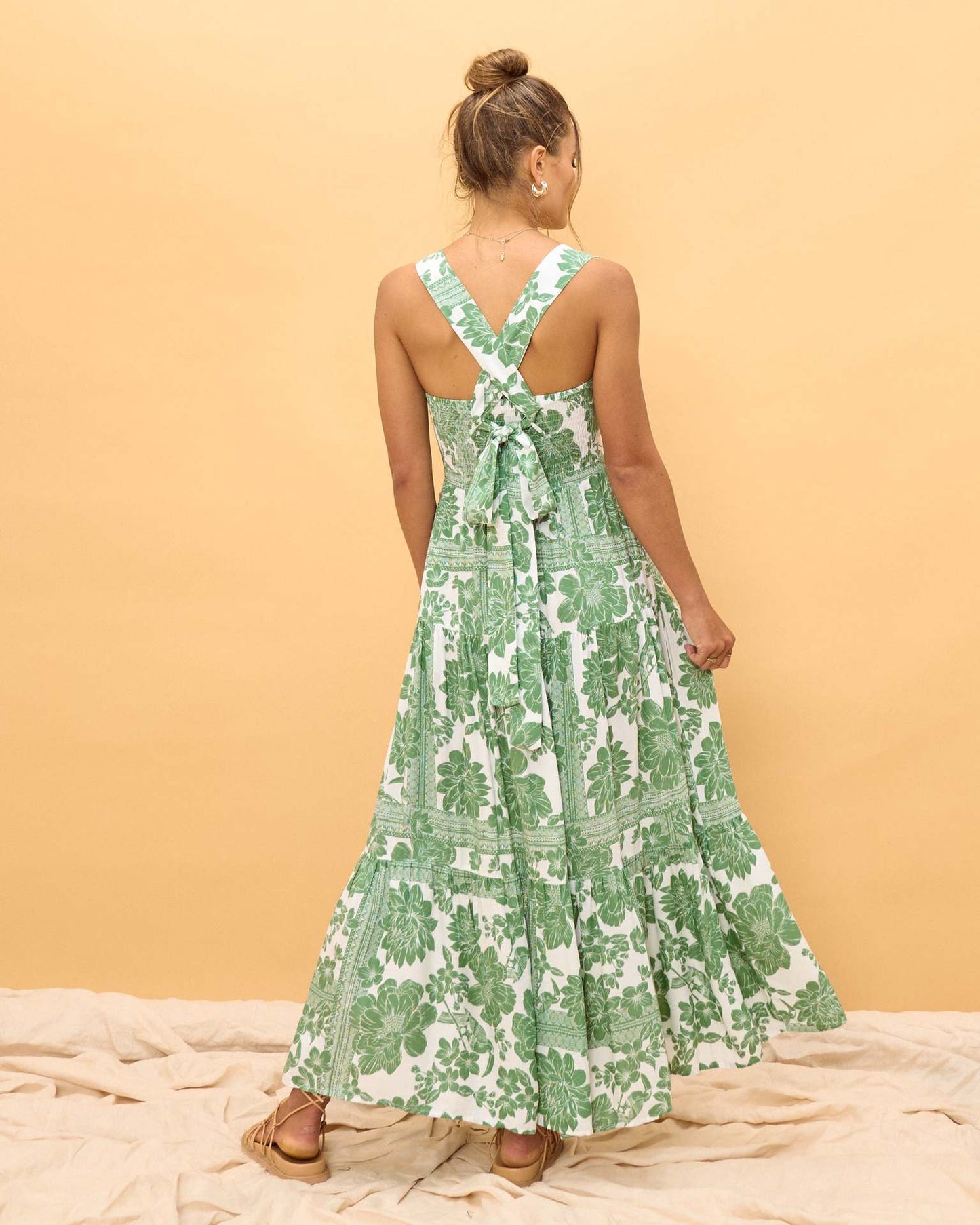 Green Bohemian Vacation Beach Dress