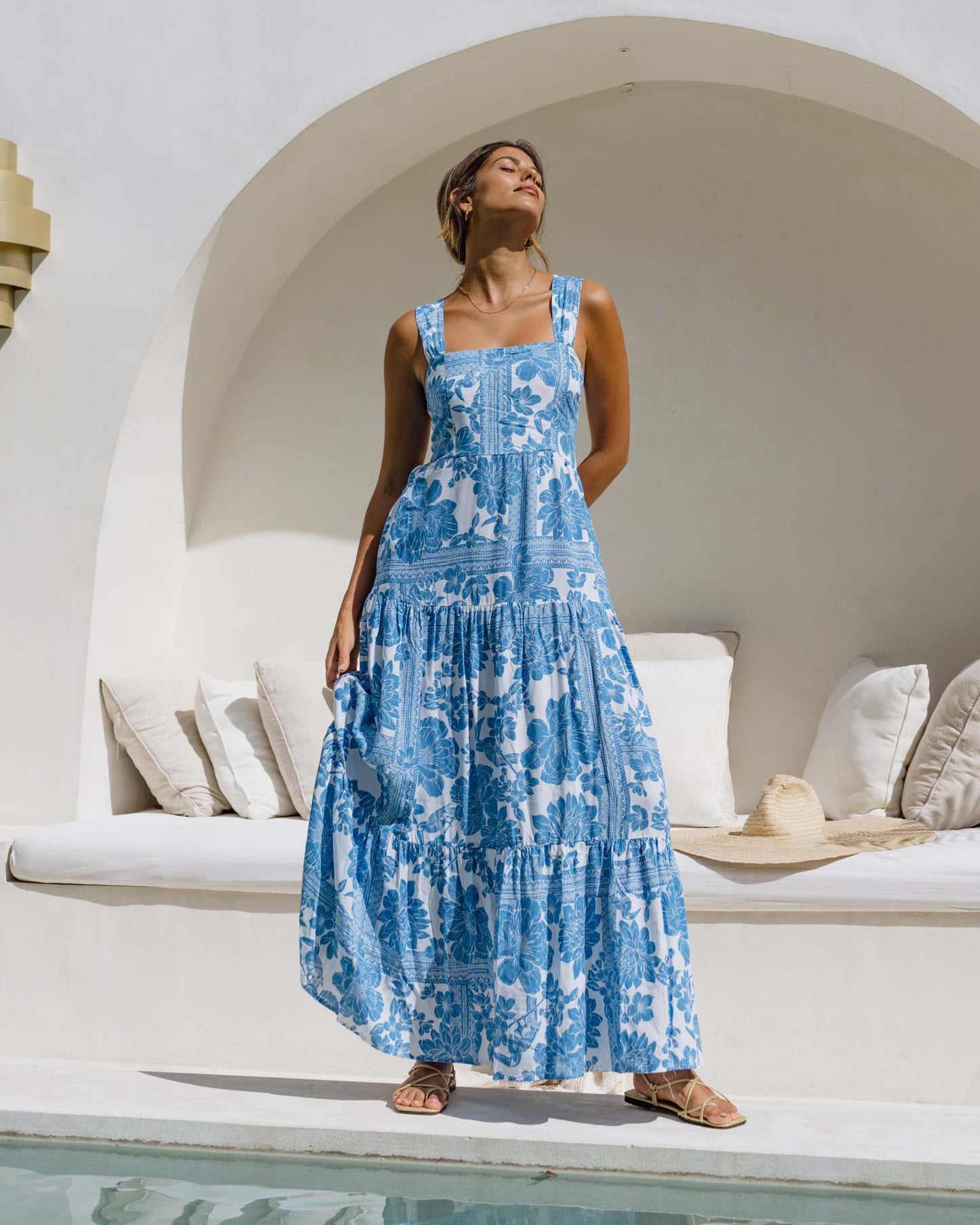 Blue Bohemian Vacation Beach Dress