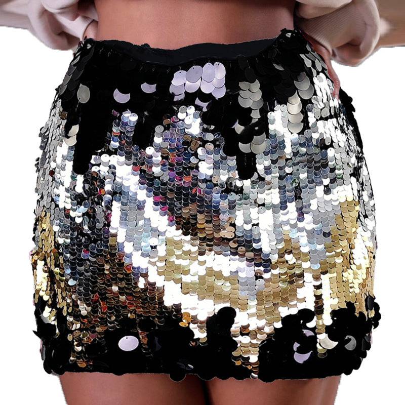 Sequin Gradient Sheath Dress S Gray