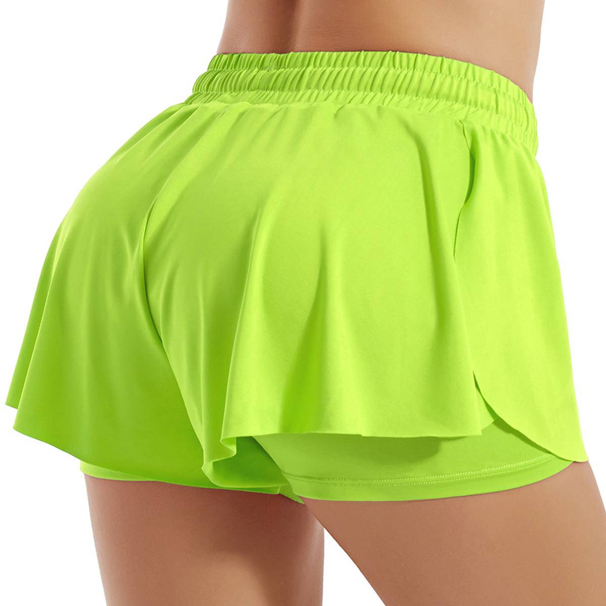 Women's High-Rise Quick-Dry Yoga Shorts for Active Fitness Workouts S Fluorescent Green