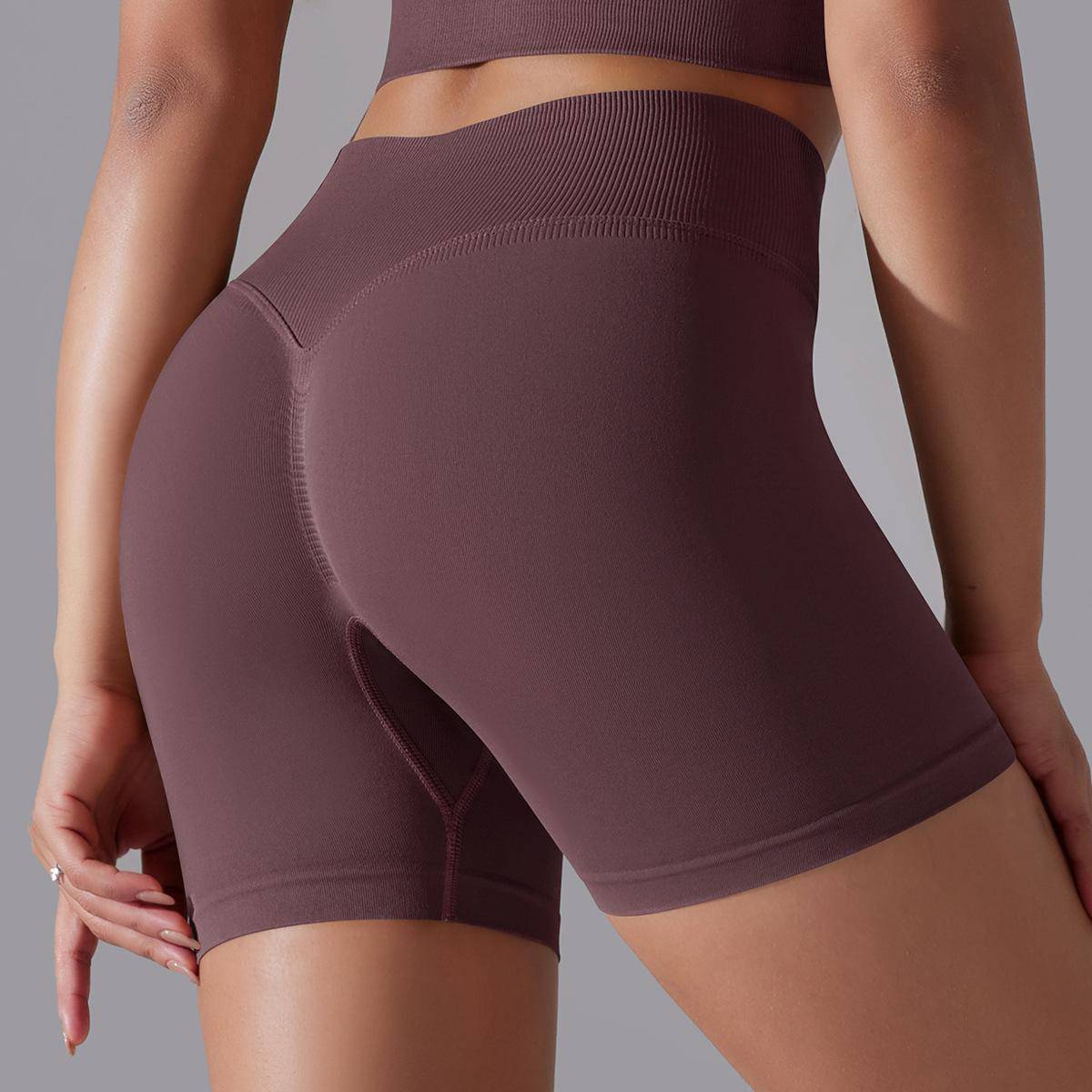 High Waist Seamless Yoga Shorts for Women with Hip Lift and High Elasticity S Shorts-Pomegranate Purple