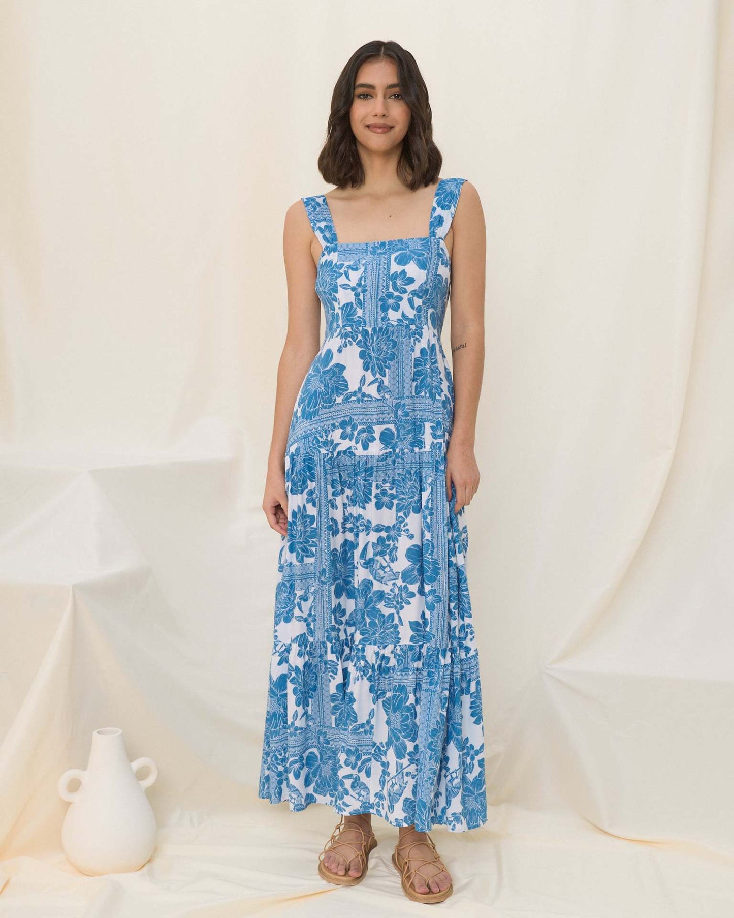 Blue Bohemian Vacation Beach Dress