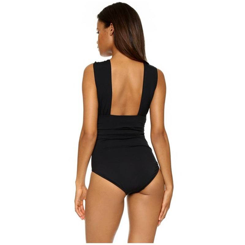 Sexy Deep V Plunge Cross One-Piece Swimsuit