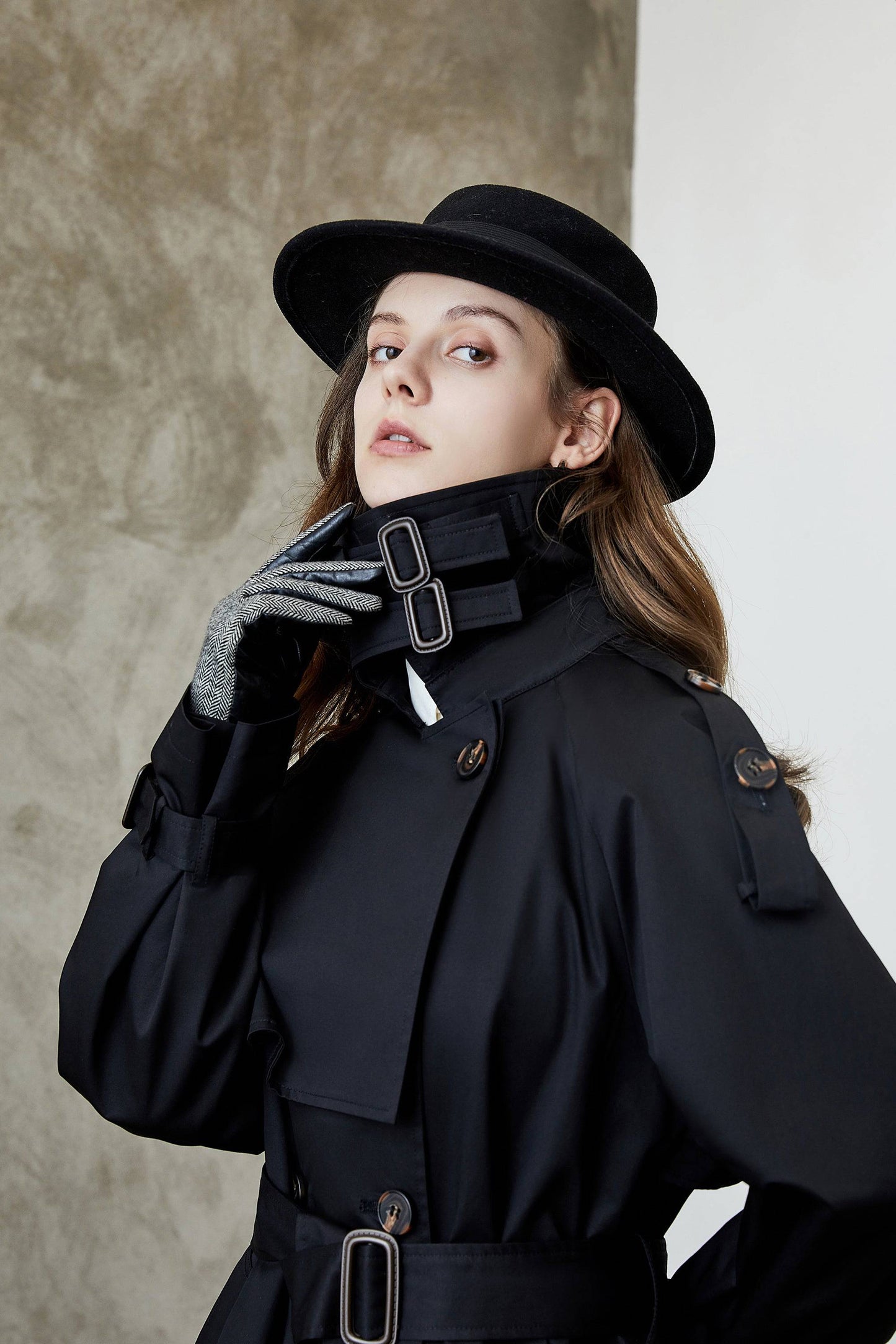 Elegant Korean Autumn Winter Trench Coat with Waist Slimming Effect