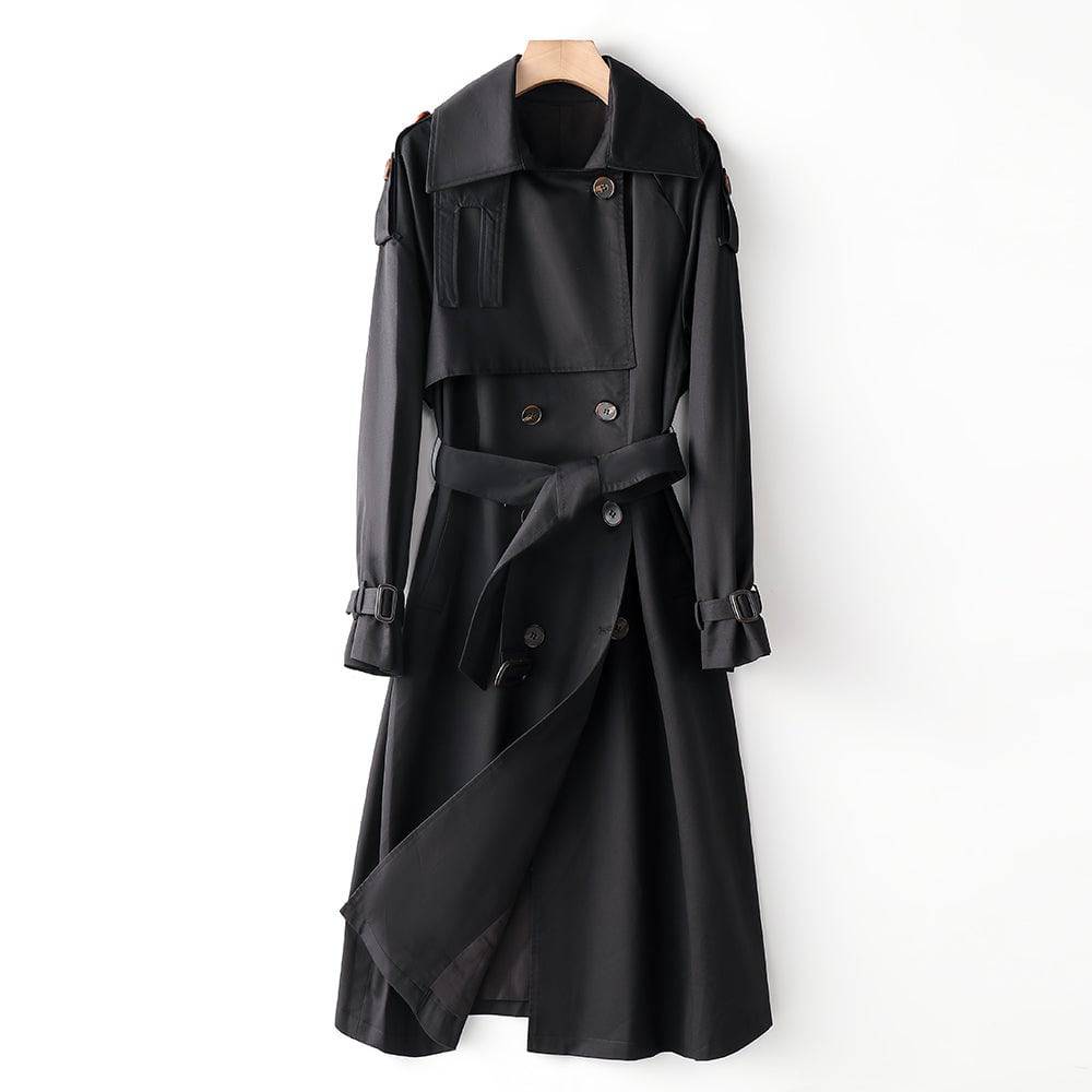 Elegant Korean Autumn Winter Trench Coat with Waist Slimming Effect