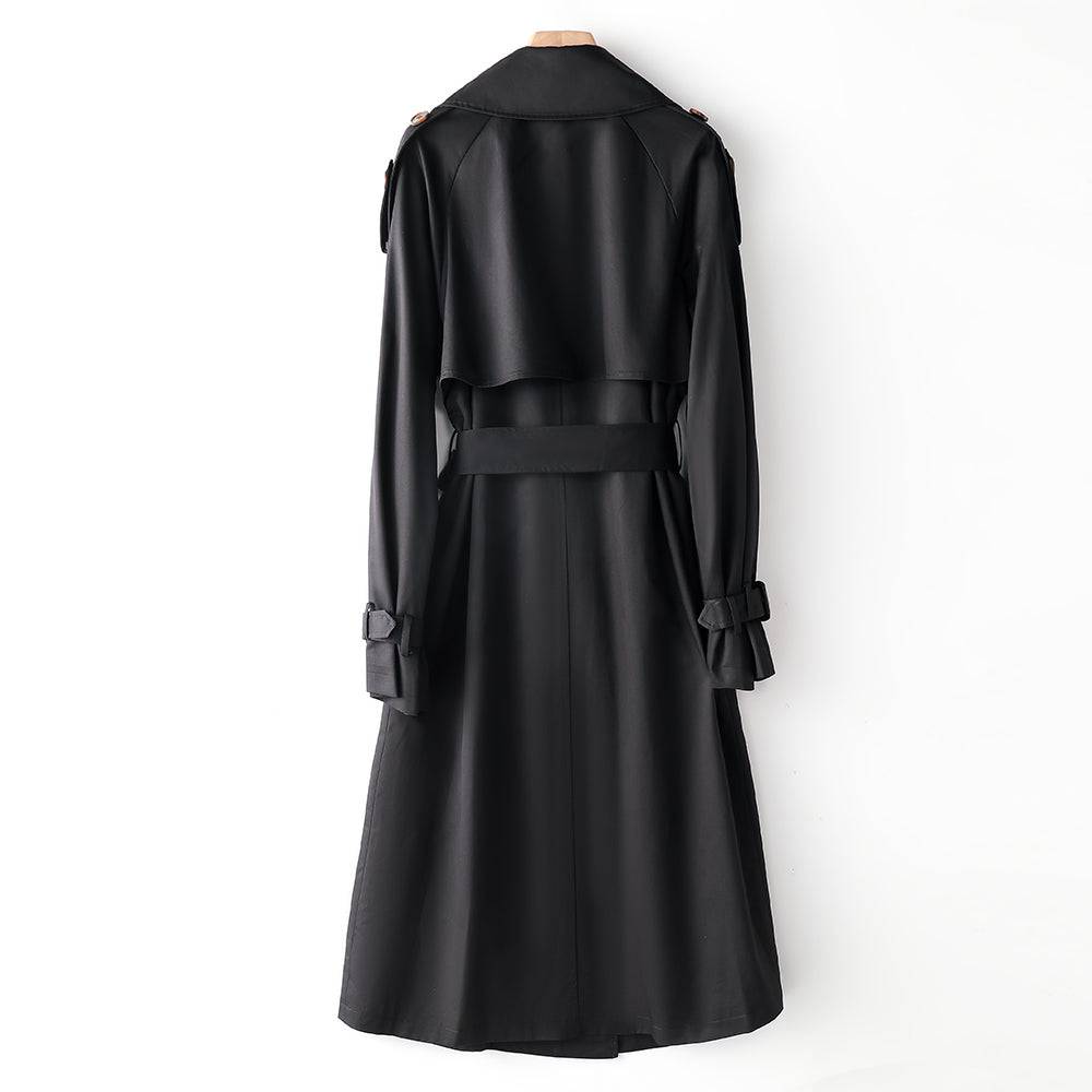 Elegant Korean Autumn Winter Trench Coat with Waist Slimming Effect