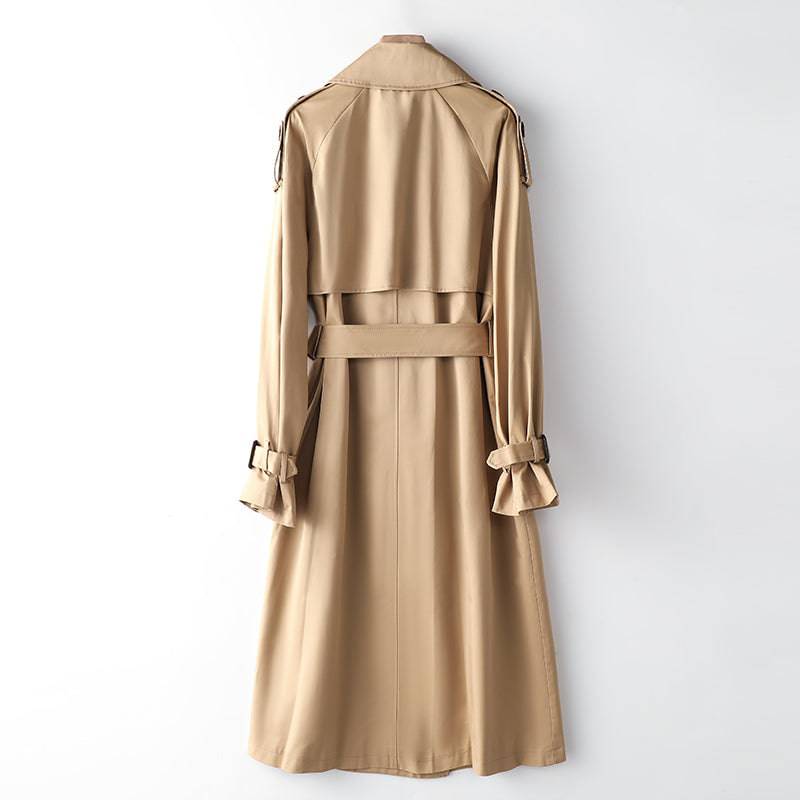 Elegant Korean Autumn Winter Trench Coat with Waist Slimming Effect