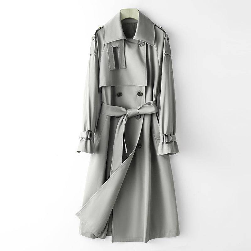 Elegant Korean Autumn Winter Trench Coat with Waist Slimming Effect