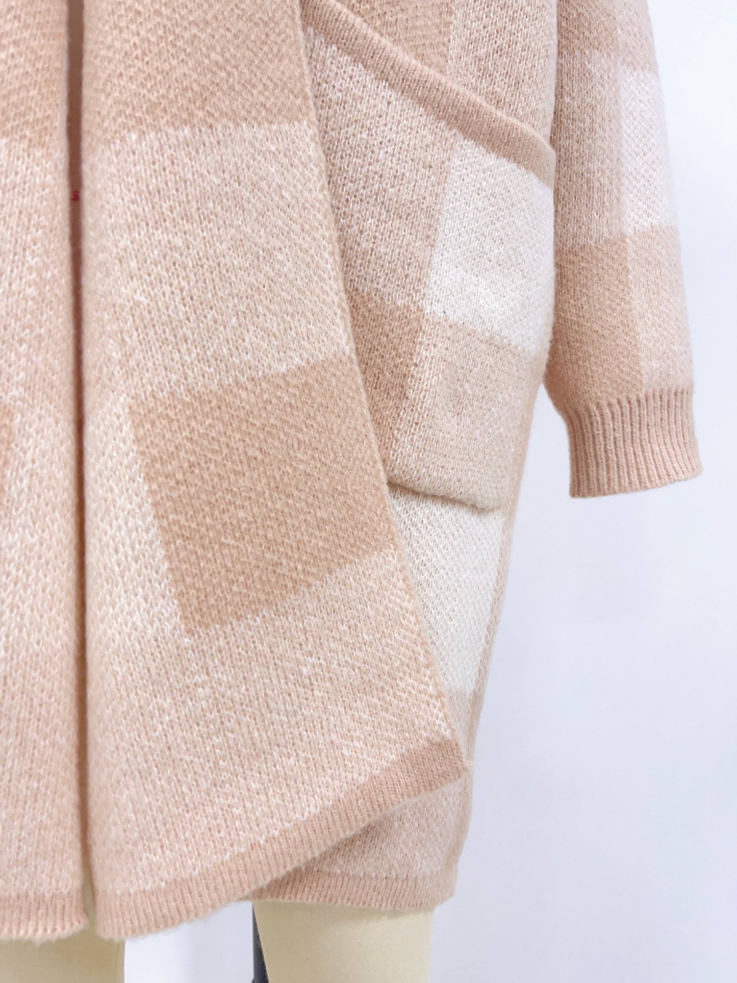 Loose Plaid Color Knitted Cardigan Sweater for Women