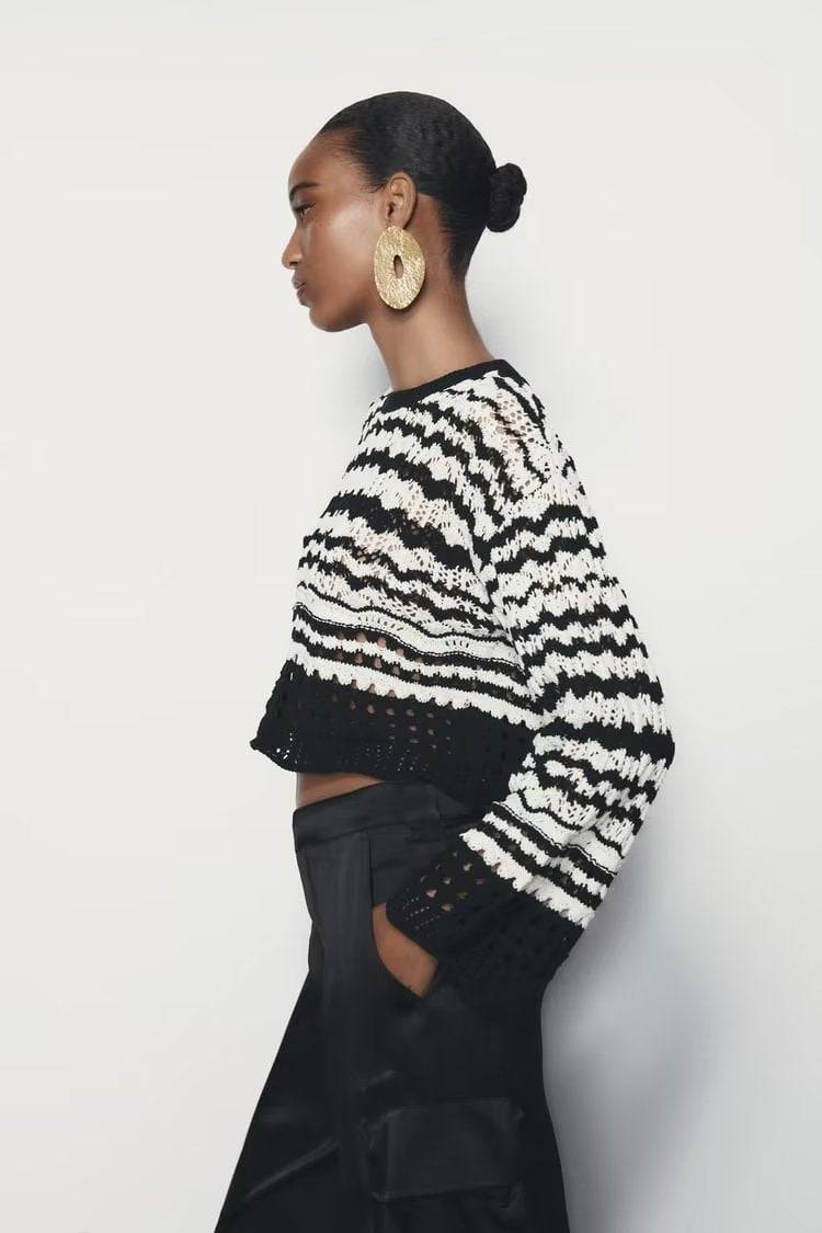 French Chenille Color Block Sweater for Women