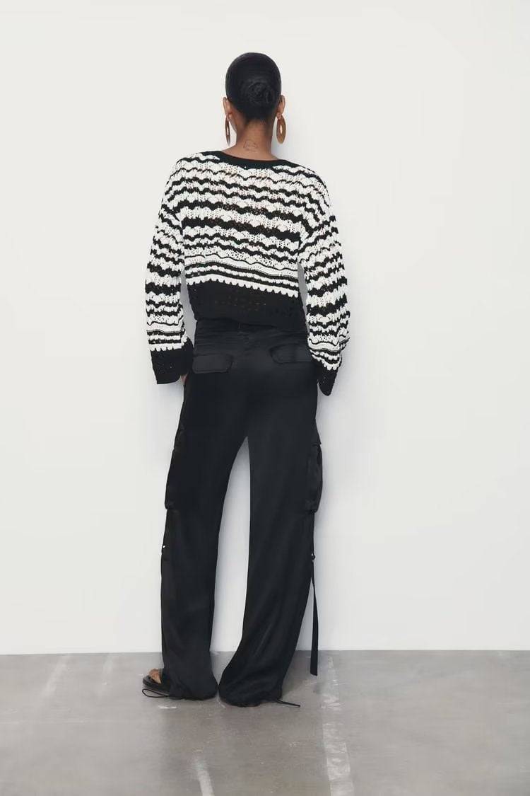 French Chenille Color Block Sweater for Women