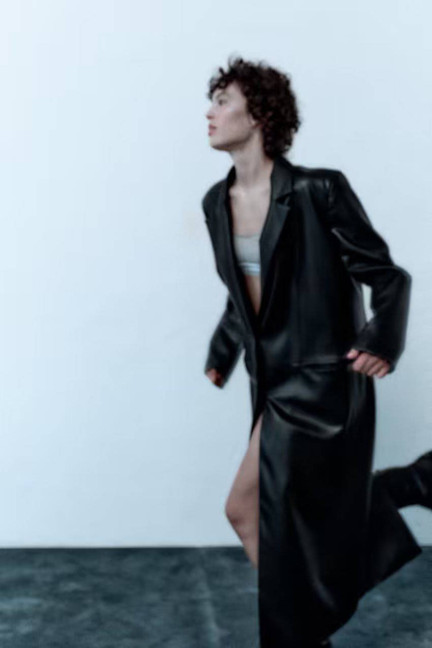 Sophisticated Long Faux Leather Trench Coat for Stylish Women