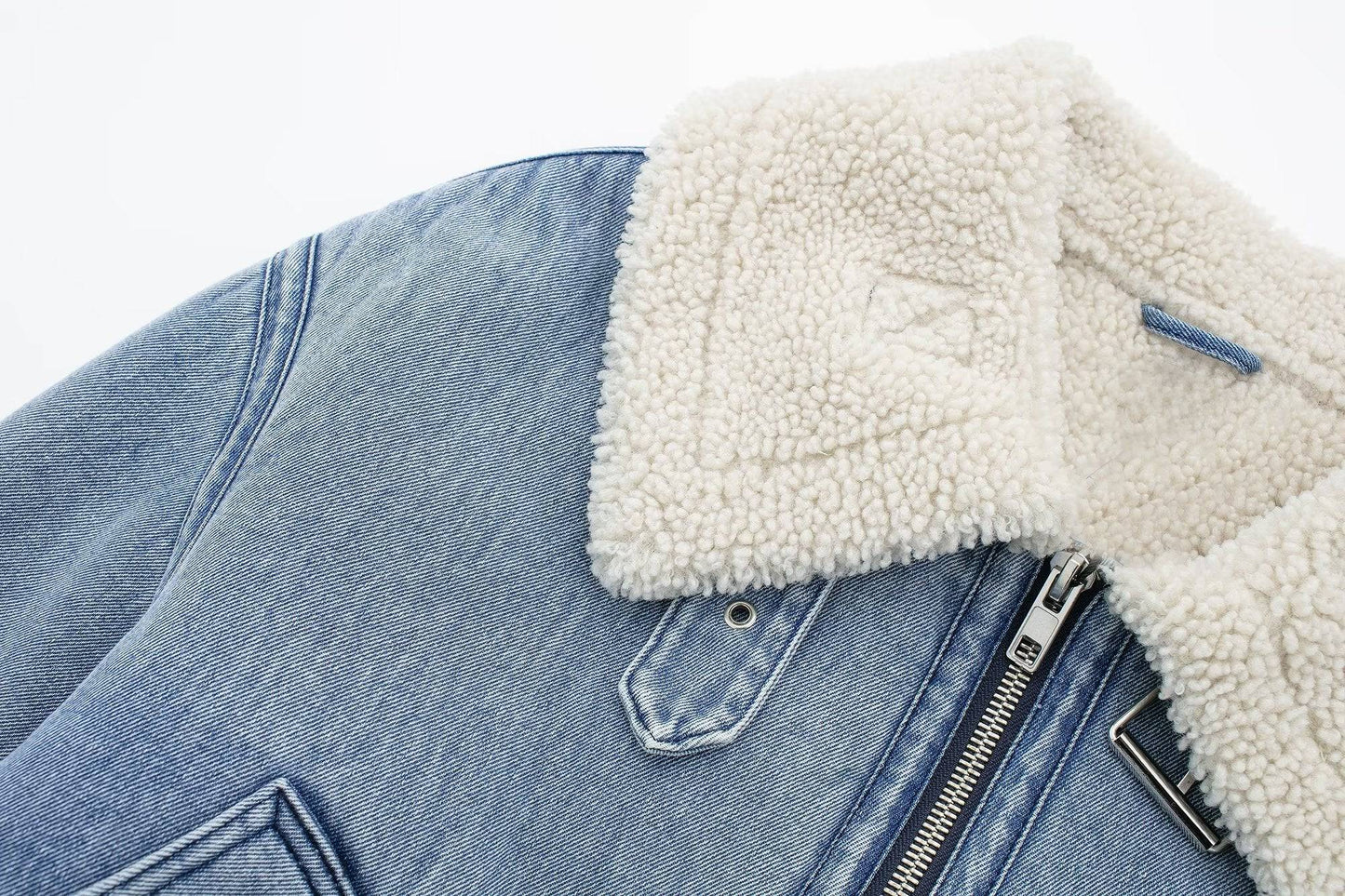 Winter Women's Reversible Street Style Jacket with Distressed Wash Effect