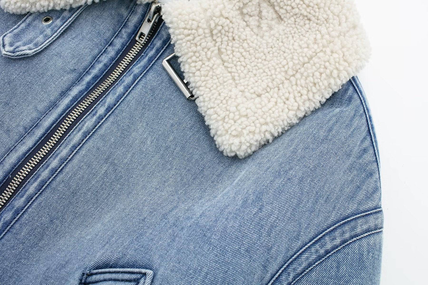 Winter Women's Reversible Street Style Jacket with Distressed Wash Effect