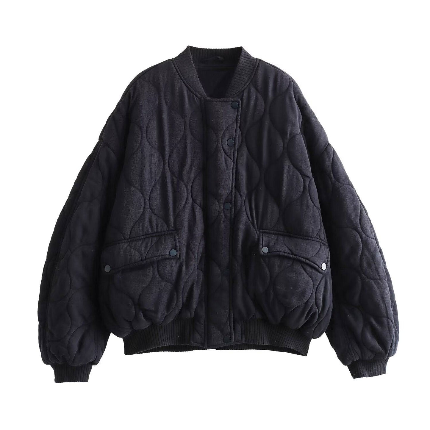 Fashionable Loose Fit Long Sleeved Bomber Jacket for Women