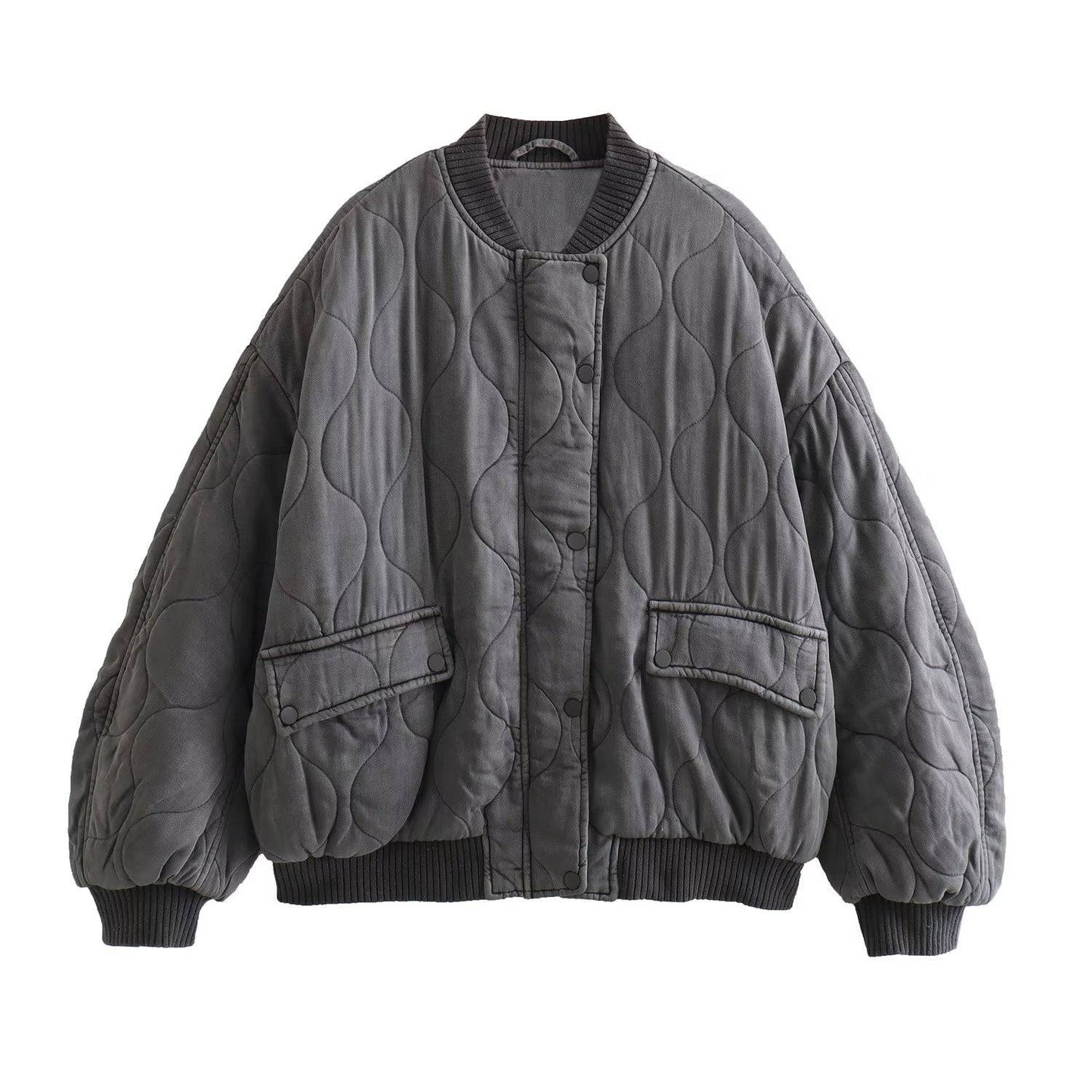Fashionable Loose Fit Long Sleeved Bomber Jacket for Women