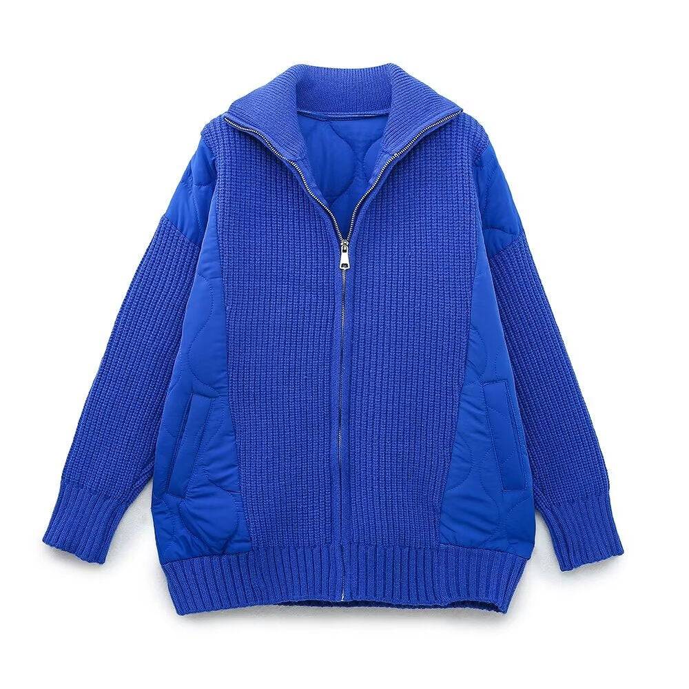 Trendy Cotton Padded Jacket with Turtleneck Collar for Women