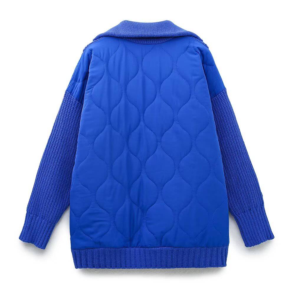 Trendy Cotton Padded Jacket with Turtleneck Collar for Women