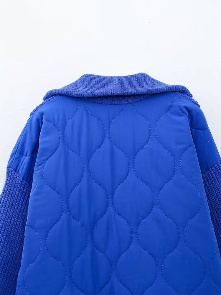 Trendy Cotton Padded Jacket with Turtleneck Collar for Women