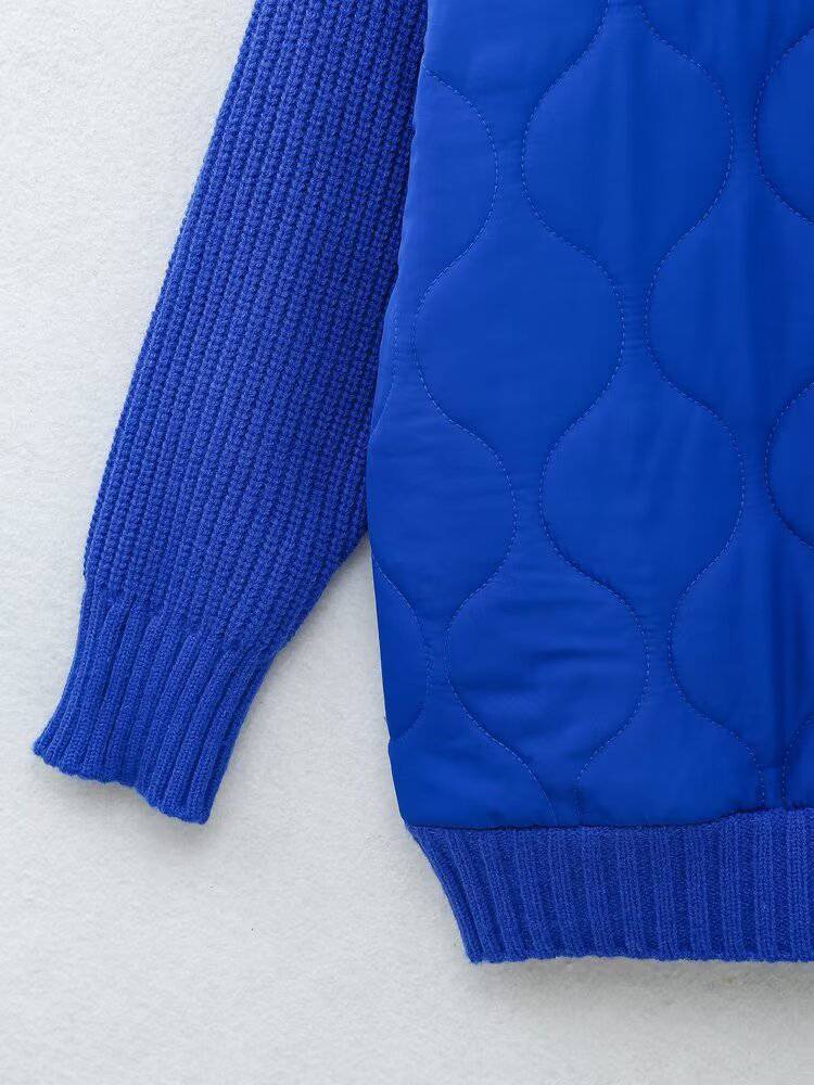 Trendy Cotton Padded Jacket with Turtleneck Collar for Women