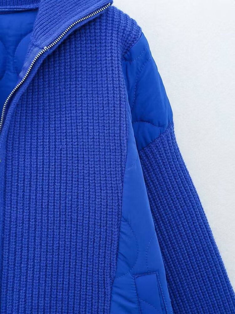 Trendy Cotton Padded Jacket with Turtleneck Collar for Women
